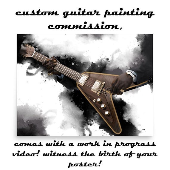Custom Electric Guitar With Hand Portrait: Unique Digital Painting from Photo