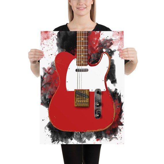 muddy electric guitar art, digital drawing 18x24"