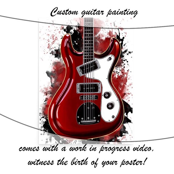 Electric Guitar Commission Painting, Custom Digital Painting from Photo, Personalized Gift For Guitarist