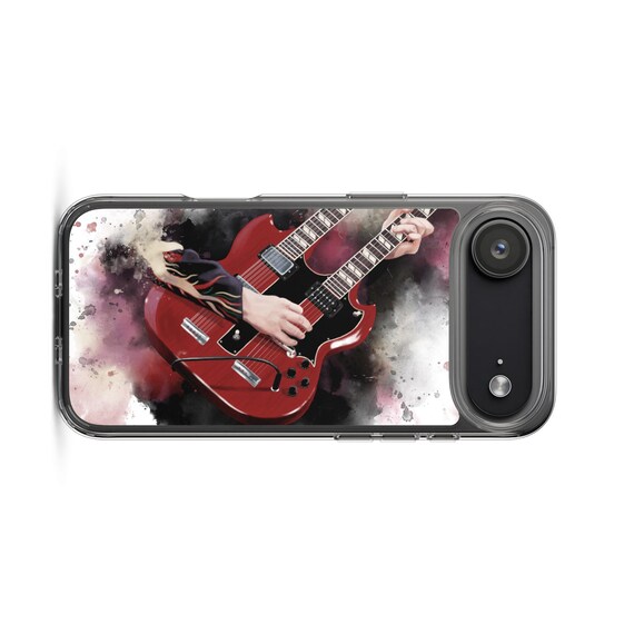 Hand-Painted iPhone Phone Cases with Double Neck Guitar Art