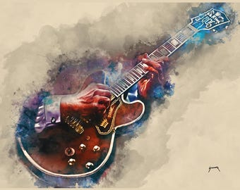 Kungens gitarrkonst, digital teckning 18x24"