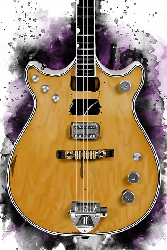 Malcolm's Electric Guitar Art Print: Music Room Decor, Guitar Gifts (24x36)