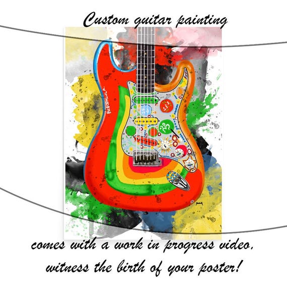 Custom Electric Guitar Painting: Personalized Music Gift (24"x36")