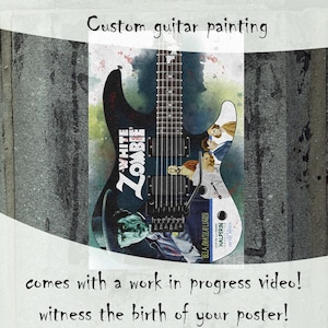 Custom schilderij elektrische gitaar: gepersonaliseerd muziekcadeau (24 x 36 inch)