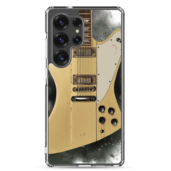 Hand-Painted Samsung Phone Cases with Winter White Guitar Art