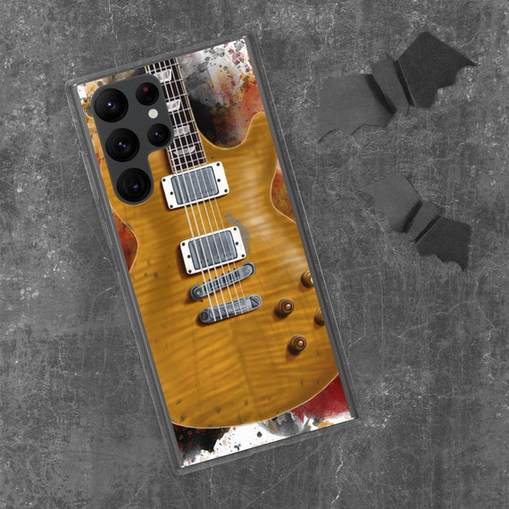 Hand-Painted Samsung Phone Cases with GreenGold Guitar Art