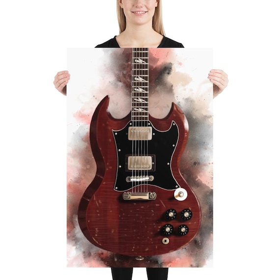 Devil's Lightning Electric Guitar Art Print: Music Room Decor (24x36)