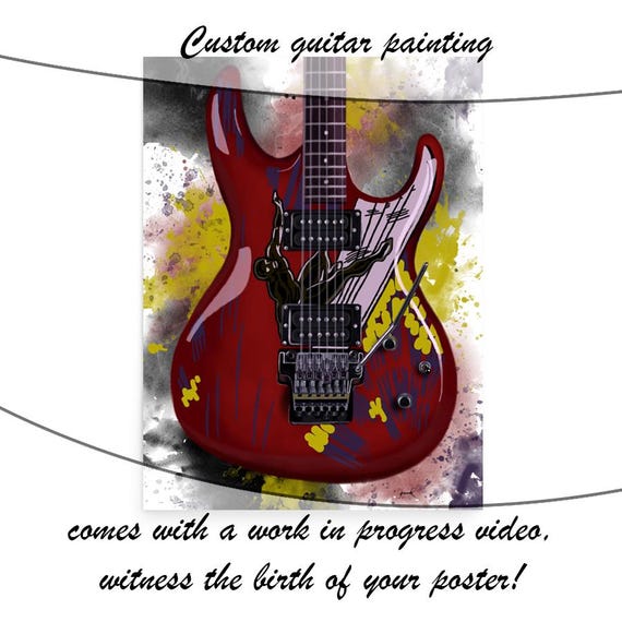 Electric Guitar Commission Painting, Custom Digital Painting from Photo, Custom Guitar Player Gift 24x36"