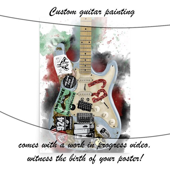 Custom Electric Guitar Painting: Personalized Music Gift (24"x36")