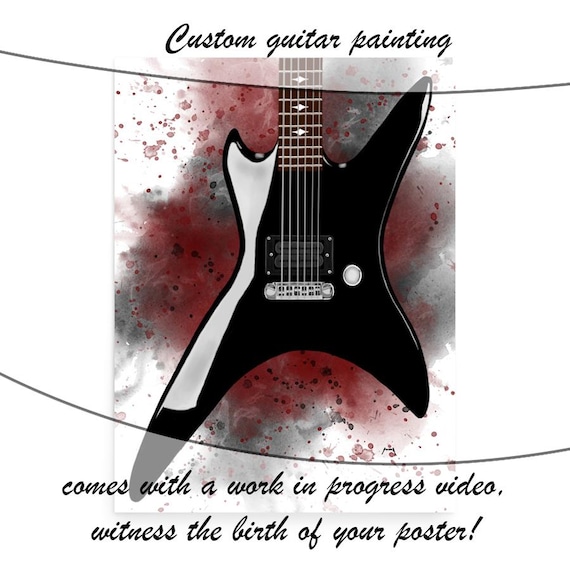 Electric Guitar Commission Painting, Custom Digital Painting from Photo, Personalized Guitar Gifts 24"x36"