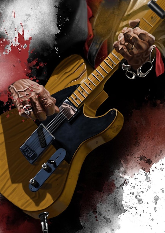Keef's electric guitar art, digital drawing 18x24"