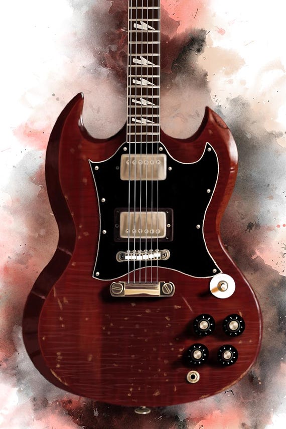 Devil's Lightning Electric Guitar Art Print: Music Room Decor (24x36)