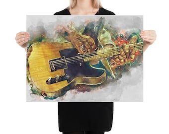 Gitarrkonsttryck, Keef-stil, musikrumsdekor (18x24)