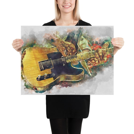 keef's guitar 18x24" guitar art, music wall art, music poster, music room decor, hand painted guitar, guitar gifts