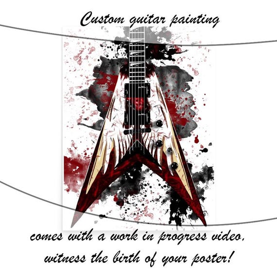 Custom Downloadable electric guitar gifts, Hand-Painted Colorful Digital Painting 24x36"