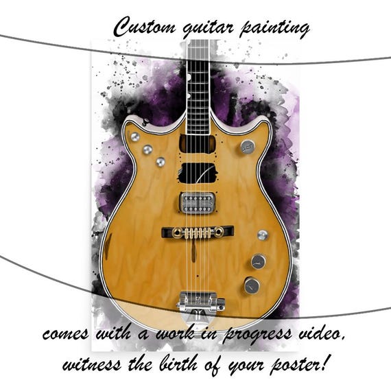 Custom Electric Guitar Painting: Personalized Music Gift (24"x36")