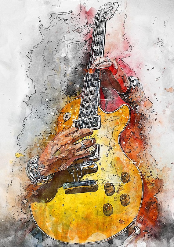 Rock n roll III electric guitar painting 18x24