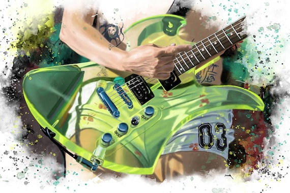 Rhian's guitar art, digital drawing 36x24"