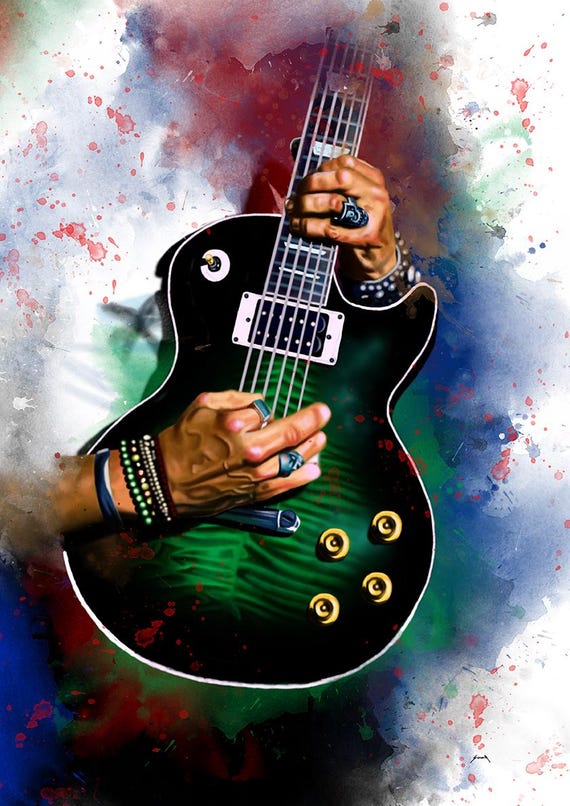 Anaconda electric guitar art, digital drawing 18x24"