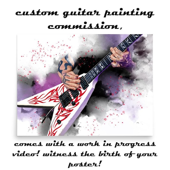 Commission Painting Of Electric Guitar Wih Hand Portrait, Custom Digital Painting from Photo, Personalized Gift For Guitarist