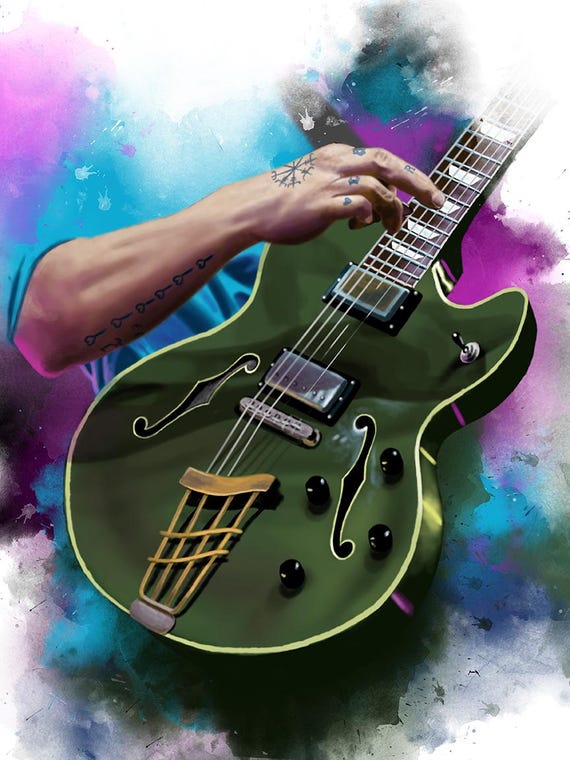 Electric Guitar Art Print: 18x24" Music Room Decor