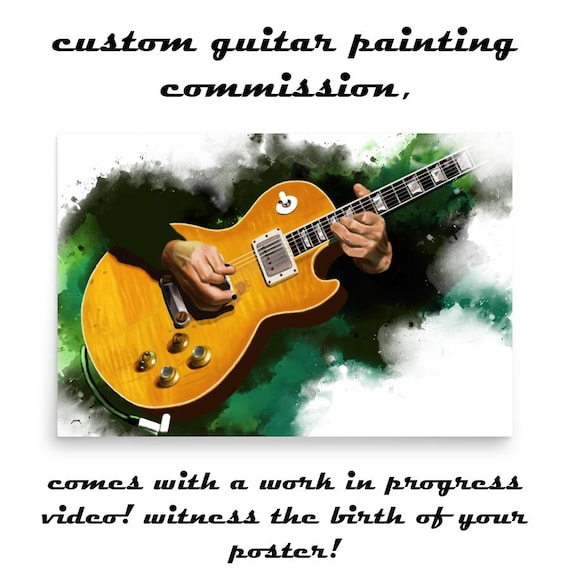 Custom Electric Guitar Painting with Hand Portrait: Personalized Music Room Decor