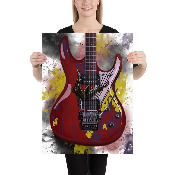 alien electric guitar art, digital drawing 18x24"