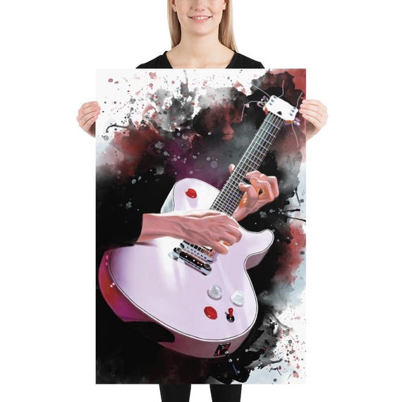 Bucket guitar art, digital drawing 36x24"