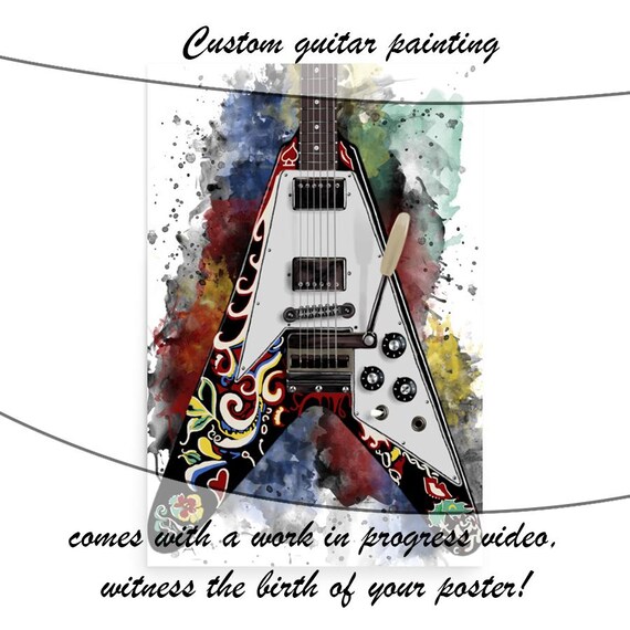 Custom Electric Guitar Painting: Personalized Music Gift (24"x36")