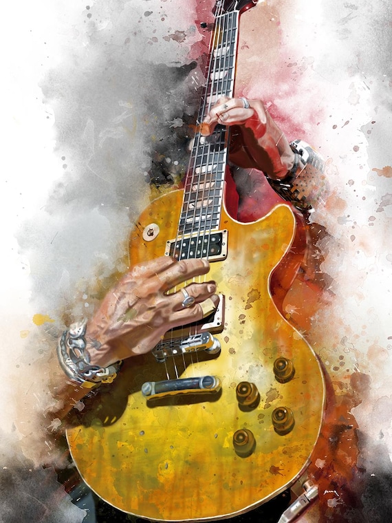 Rock n roll II electric guitar painting 18x24