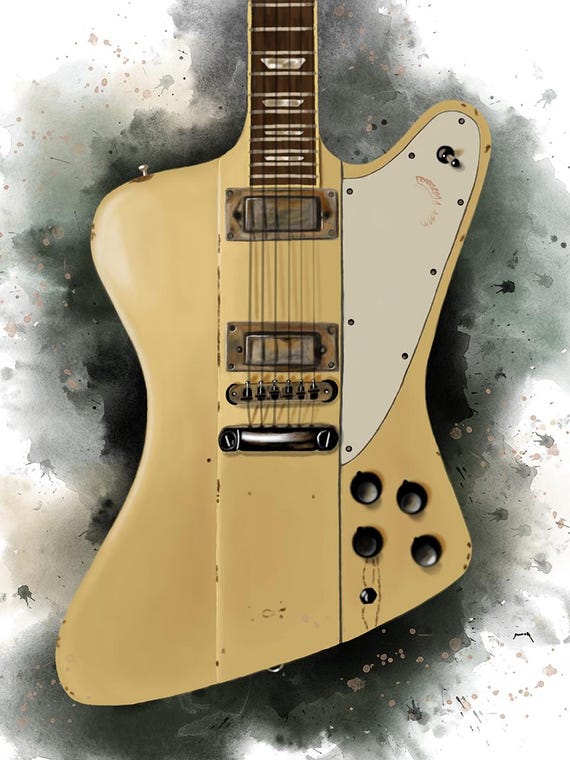 Electric Guitar Art Print: Winter White Guitar Music Room Poster
