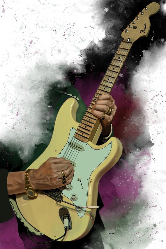 Swedish Axe electric guitar digital painting 24x36"