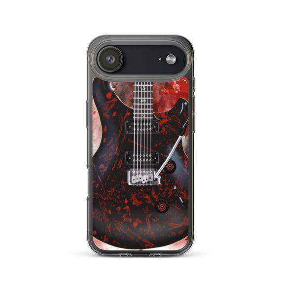 Hand-Painted iPhone Phone Cases with Blood Splattered Guitar Art