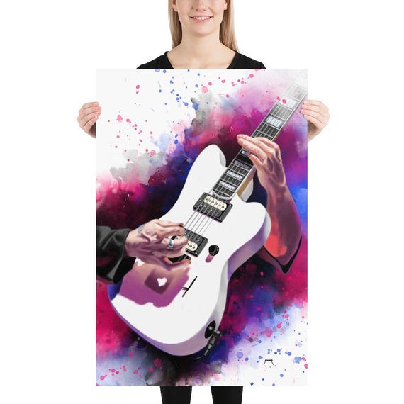 Electric Guitar Art Print: Music Room Decor, Guitar Gifts (24x36)