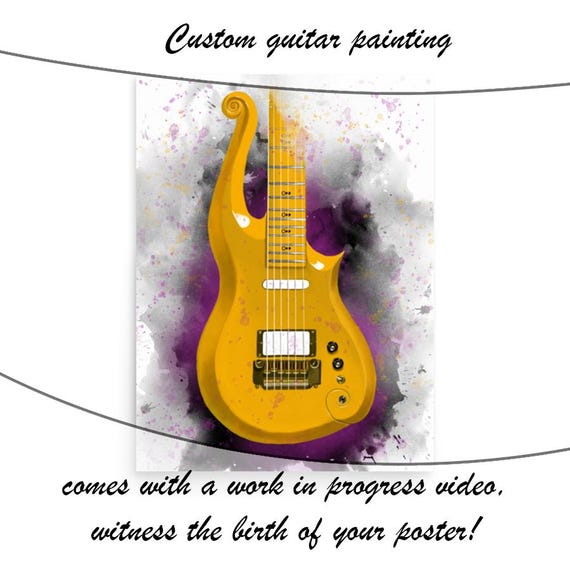 Electric Guitar Commission Painting, Custom Digital Painting from Photo, Custom Music Teacher Gift 24x36"