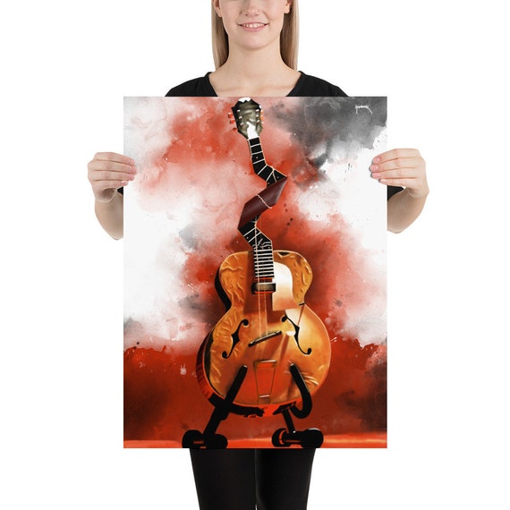 Bluesy Electric Guitar Caricature, digital drawing 18x24"