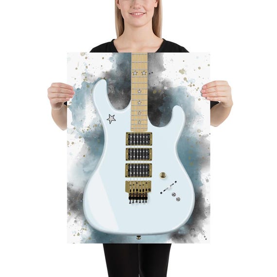 Electric Guitar Art Print: Star Guitar Music Room Decor (18x24)