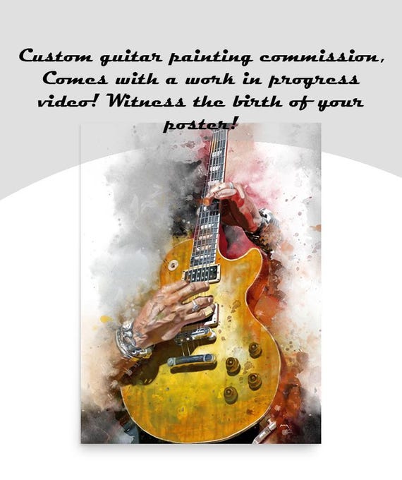 Commission Painting Of Electric Guitar Wih Hand Portrait, Custom Digital Painting from Photo, Personalized Music Studio Decor 24x36"