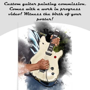 Custom schilderij elektrische gitaar: gepersonaliseerd muziekcadeau (24 x 36&quot;)