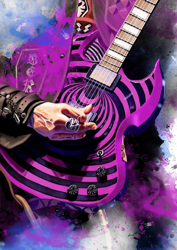 Zack electric guitar art, digital drawing 18x24"