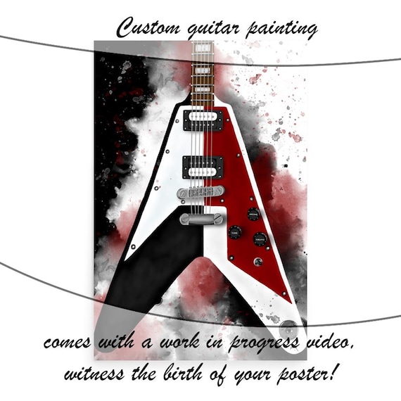 Custom Electric Guitar Painting: Personalized Music Gift (24"x36")