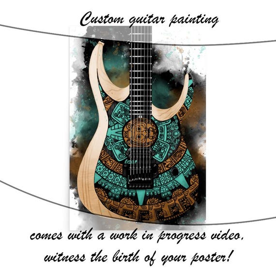 Electric Guitar Commission Painting, Custom Digital Painting from Photo, Unique Guitar Player Gift 24x36"