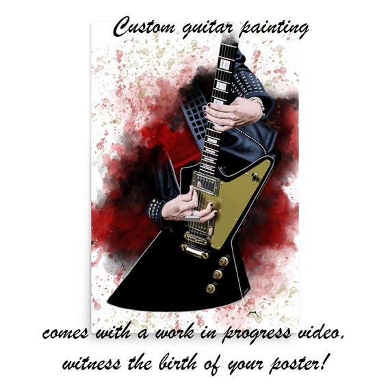 Custom Electric Guitar With Hand Portrait: Unique Digital Painting from Photo