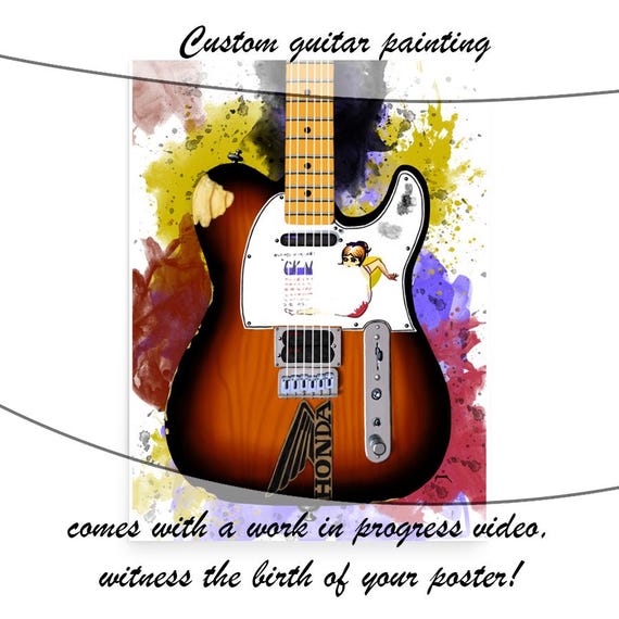 Custom Electric Guitar Painting: Personalized Music Gift (24"x36")