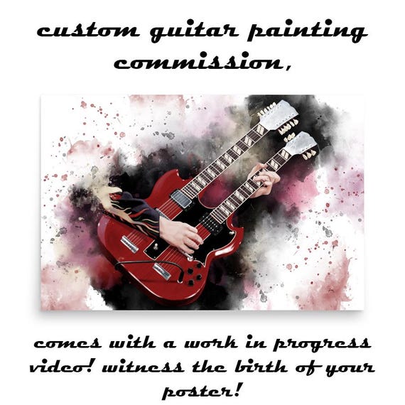 Custom Electric Guitar With Hand Portrait: Unique Digital Painting from Photo