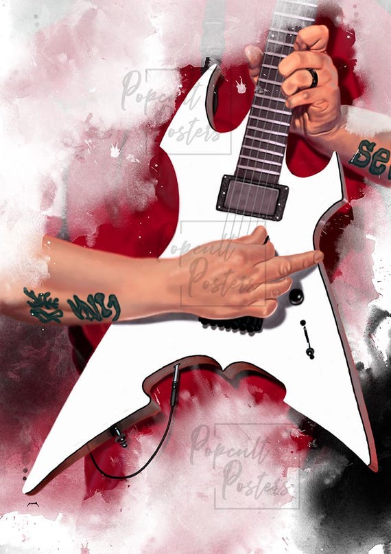 Mick's electric guitar art, digital drawing 18x24"