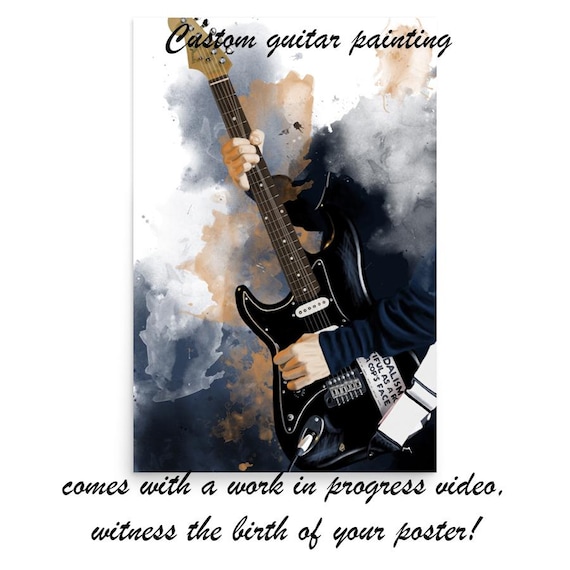 Custom Electric Guitar With Hand Portrait: Unique Digital Painting from Photo