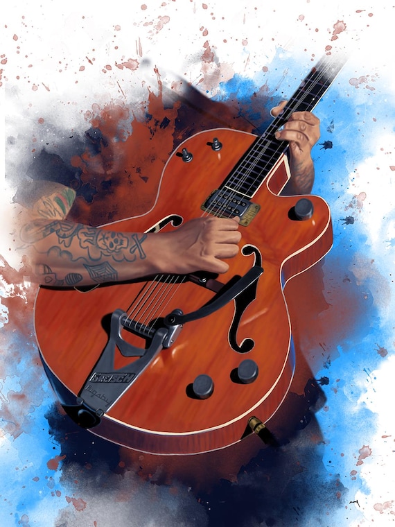 RockBox electric guitar art, digital drawing 18x24"