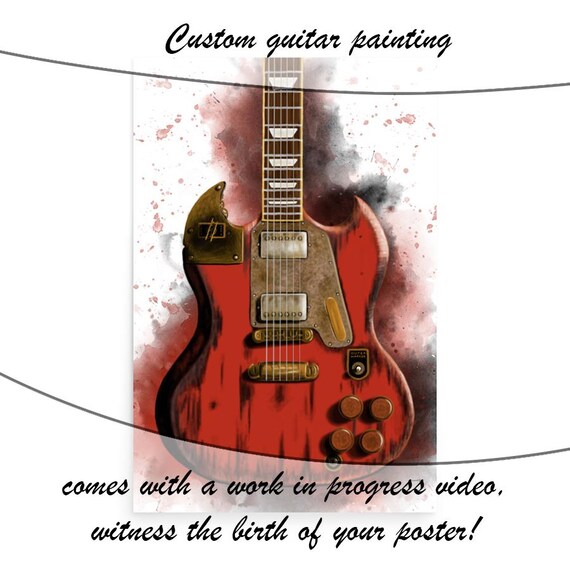 Custom Electric Guitar Painting: Personalized Music Gift (24"x36")