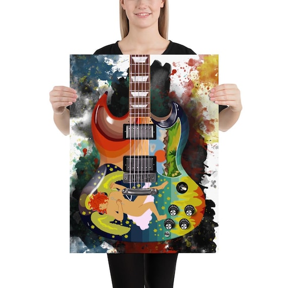 Eric's electric guitar art, digital drawing 18x24"